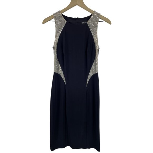 Xscape Dresses & Skirts - Xscape Women's 4 Sheer Rhinestone Illusion Sleeveless Cocktail Dress LBD Black
